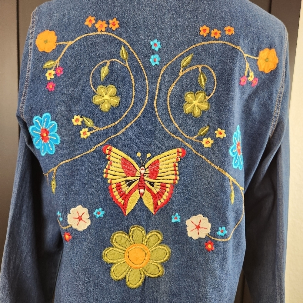 Julia Kin Embroidered Denim Jacket Size PS - Picture 6 of 11